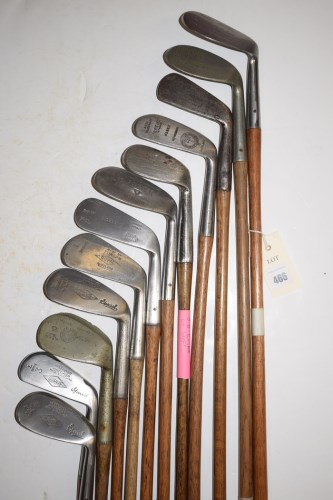 Lot 466 - Twelve hickory shafted irons, to include:...