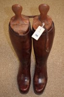 Lot 299 - A pair of gents brown leather riding boots;...