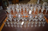 Lot 1000 - Large Bohemian glass table suite, gilt edged...