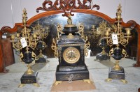 Lot 1244 - A late 19th Century slate and granite clock...