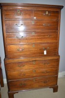 Lot 1278 - A 19th Century mahogany chest on chest with...