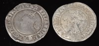 Lot 24 - Two Elizabeth I sixpences, one 1570, m.m....