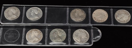 Lot 81 - Eight Queen Anne sixpences, 1703, 1705, 1707...