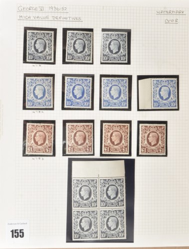Lot 155 - GB 1939, high value definitives, from 2s.6d....