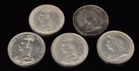 Lot 319 - Five Queen Victorian crowns, 1888, 1889, S3921;...