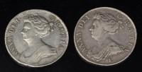 Lot 330 - Two Queen Anne crowns, 1708, SEPTIMO, S3605 (E...