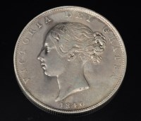 Lot 351 - A Queen Victorian half crown, 1840, young bust,...