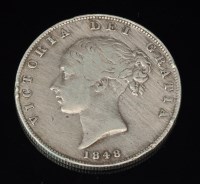 Lot 353 - A Queen Victorian half crown, 1848, young bust,...