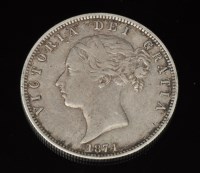 Lot 355 - A Queen Victoria half crown, 1874, young bust,...