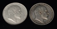 Lot 374 - Two Edward VII half crowns, 1909 and 1910.