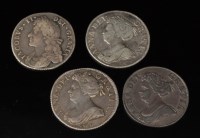 Lot 392 - A James shilling, 1688, S3410; together with...