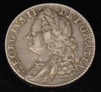 Lot 393 - A George II shilling, 1447, with old bust and...