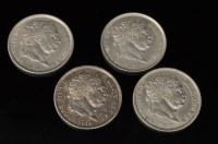 Lot 397 - Four George III shillings, 1816, 1817, 1819,...