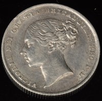 Lot 400 - A Queen Victoria shilling, 1844, type A3...