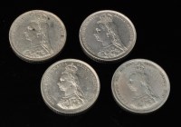 Lot 412 - four Queen Victorian shillings, to include:...