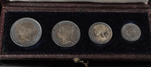 Lot 432 - A Queen Victoria Maundy set, four pence two...
