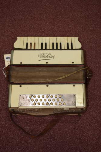 Lot 1504 - A mid 20th Century Vulcan accordion, in cream...