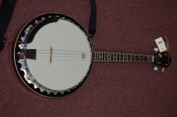 Lot 1524 - A Ridgwood 4-string banjo, with black lacquer...