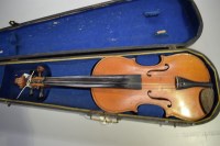 Lot 1575 - A violin, the two piece back 37cms long, in...