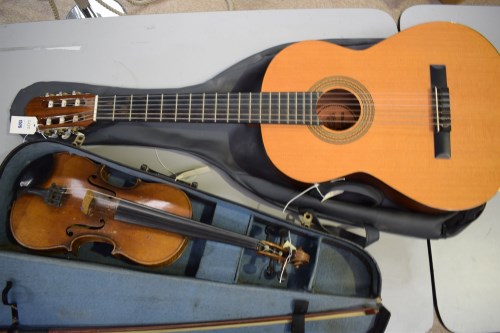 Lot 1576 - A Spanish acoustic guitar, by B.M., 101cms...