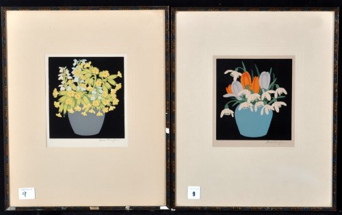 Lot 9 - Hall Thorpe - vases of flowers, signed in...