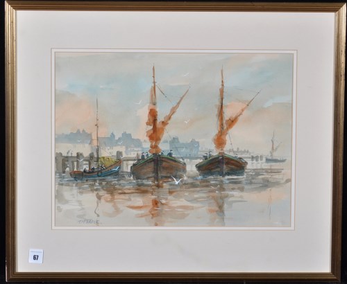 Lot 67 - Terence ''Terry'' McArdle - fishing boats in a...