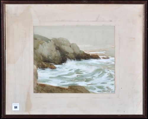 Lot 84 - Victor Noble Rainbird - ''Waves breaking on a...