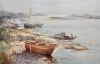 Lot 107 - Charles William Adderton - fishing boats on a...