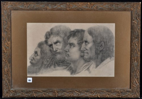 Lot 185 - After John Martin - study of four heads, with...