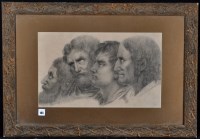 Lot 185 - After John Martin - study of four heads, with...