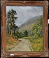 Lot 220 - William Fenton - a country road, oil on panel,...