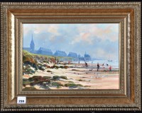 Lot 239 - Terence McArdle - figures on Tynemouth beach,...