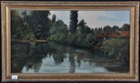 Lot 279 - A*** H*** Hulk - cottages by a river, signed,...