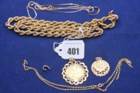 Lot 401 - Two 18ct. yellow gold Middle Eastern pendants,...