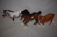 Lot 630 - Beswick: three ceramic horse ornaments.