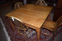 Lot 850 - A Victorian pine square shaped kitchen table...