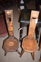 Lot 852 - Two late 19th Century spinning wheel stools,...