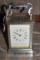 Lot 947 - A late 19th Century carriage clock in chromed...