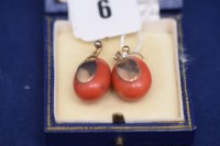 Lot 6 - A pair of Victorian coral drop earrings with...