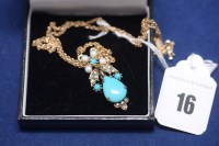 Lot 16 - A Victorian style turquoise, pearl and diamond...