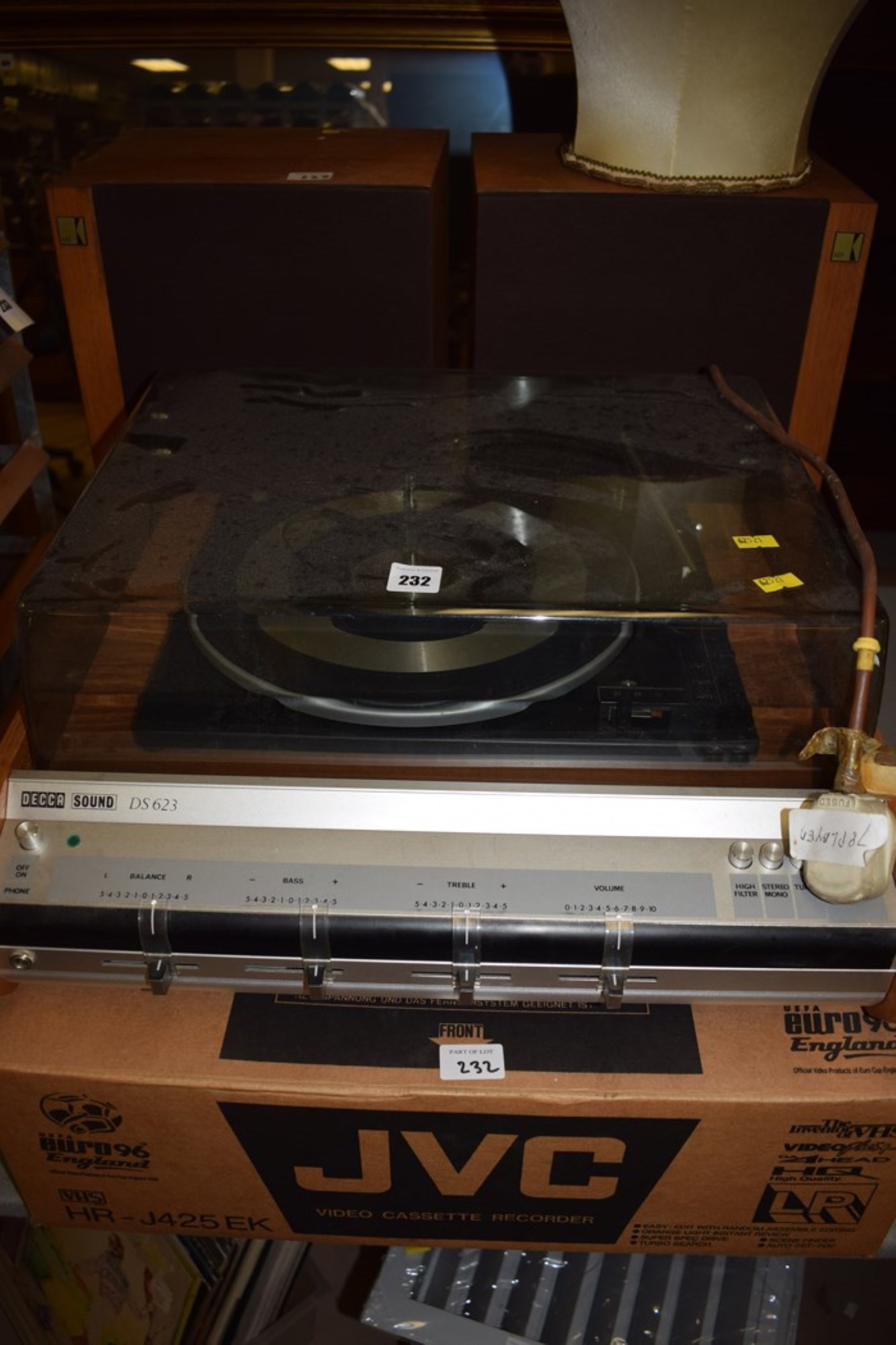 Lot 232 - A Decca sound turntable DS623; JVC video