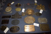 Lot 406 - A quantity of brass and other plaques, to...