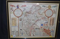Lot 616 - A 17th Century engraved map of Cumberland with...