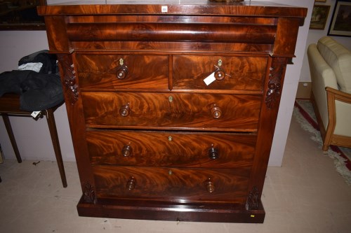 Lot 631 - A Victorian flame mahogany scotch chest of two...