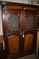 Lot 777 - A Victorian carved and veneered walnut...