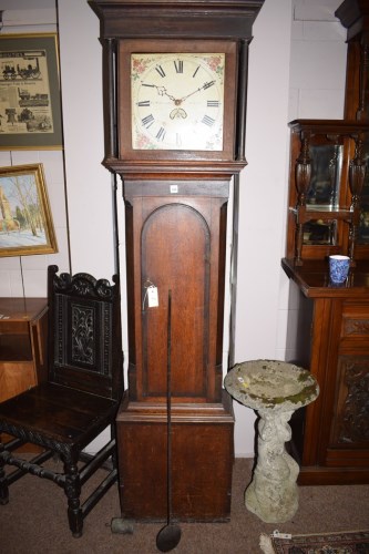 Lot 810 - A 19th Century inlaid oak longcase clock, by...
