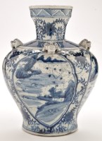 Lot 2 - Chinese blue and white inverted baluster vase,...