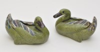Lot 28 - Pair of Chinese incised colour glaze swimming...