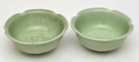 Lot 40 - Pair of Chinese celadon glaze pentafoil bowls,...