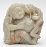 Lot 52 - Chinese celadon coloured hardstone figure of...